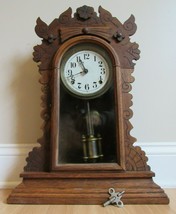 ANTIQUE kitchen mantel clock WATERBURY gingerbread 1800&#39;s pendulum RARE ... - £141.66 GBP