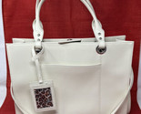 Tannery West Off-White Leather Briefcase Bag Double Handles Purse Should... - $79.19