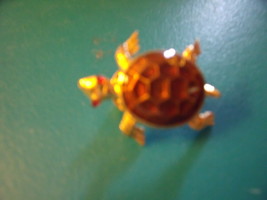 Trifari  Goldtone Turtle Tac Pin With tortoiseshell and Ruby like Eyes - Vintage - £11.98 GBP