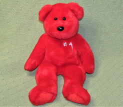 Ty B EAN Ie Buddies Red #1 Teddy Bear 2002 Stuffed Animal 14" Plush B EAN Bag Toy - $10.80