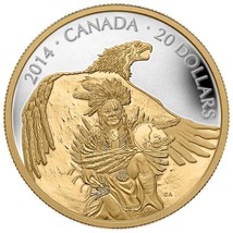 1 oz Silver Coin 2014 Canada $20 Legend of Nanaboozhoo and Thunderbird Gilded - £94.00 GBP