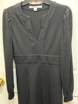 Diane Von Furstenberg Women 100%Wool Long Sleeve Midi A-Line Dress Black... - $44.87
