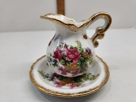 Vtg Royal Crown Fine China Hand Painted With Gold Pitcher &amp; Basin Roses 44/109 - £20.42 GBP