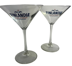 Finlandia Vodka Martini Cocktail Glasses Set of 2 Barware Vodka Logo - £12.58 GBP