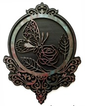 Butterfly with rose two layered wall hanging  - Custom laser cut art sig... - $20.00
