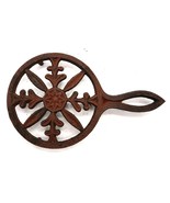 Vtg Cast Iron Kitchen Hot Plate Trivet Wall Hanging Decor 7.5&quot; Fern Steller - $20.50 CAD