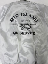 Vtg Mid Island Air Service NY Shiny Satin Baseball Bomber Windbreaker Ja... - $753.65 MXN
