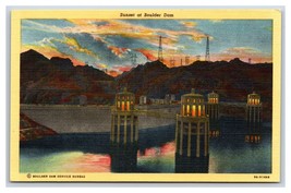 Sunset on Boulder Dam Nevada NV Arizona AZ UNP Linen Postcard S13 - £3.26 GBP