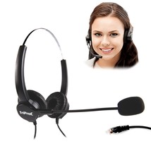 Binaural 4 Pin Rj9 Telephone Headset For Landline Phones - £17.27 GBP