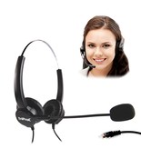 Binaural 4 Pin Rj9 Telephone Headset For Landline Phones - £17.27 GBP