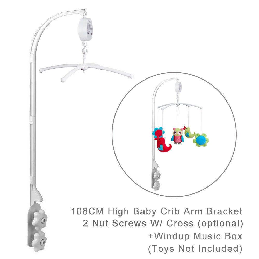 108CM (43") Hight Baby Crib Bed Bell Toys Arm Bracket, W/ Windup Music Box