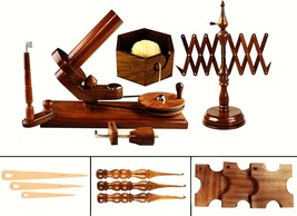 Handcrafted Large Wooden Yarn Winder &amp; Swift Set of 12 pcs (14 Lx10H) Cr... - $83.99