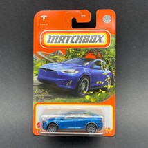 Matchbox Tesla Model X Metallic Blue Car Diecast 1/64 Scale #53/100 - £7.54 GBP
