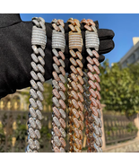 15MM 5AAA+ CZ Baguette Hop Hip Ice Out Miami Cuban Chain Necklace for Men   - $87.99+