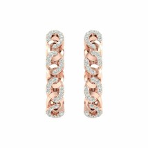 .33Ct Simulated Diamond Hoop/Huggie Women&#39;s Earrings 14K Rose Gold Plated Silver - £80.37 GBP