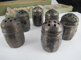 antique STERLING SILVER salt &amp; pepper shakers x6 SCS CO USA ORIGINAL BOX - £36.61 GBP