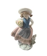 LLadro Spain Porcelain Figurine Sweet Scent Girl Holding Basket of Flowe... - $33.66