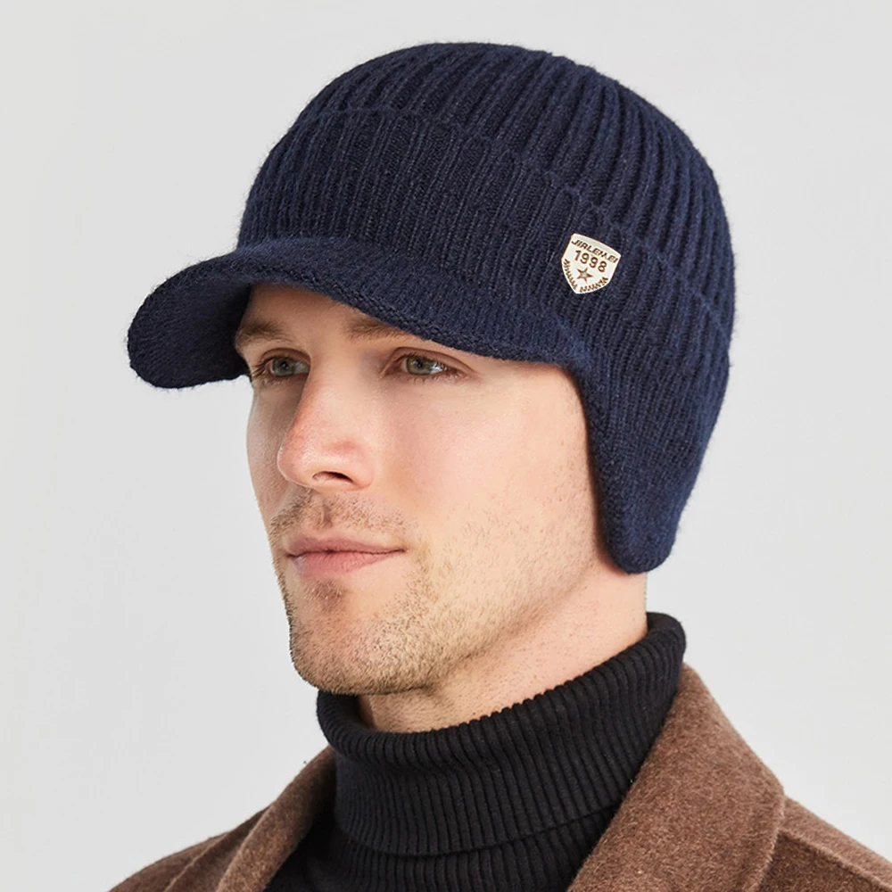 Play Men Winter Knitted Hat Outdoor Cycling Ear Protection Warmth Peaked Cap Cas - £23.25 GBP