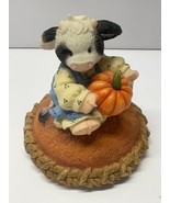 Mary's Moo Moo's Cow With Pumpkin on Pumpkin Pie 2 1/2' Figurine - $9.90
