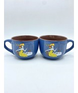 Two Vintage Large Latte Coffee Mug Cup Cafe Boheme 4.25&quot; Diameter Blue L... - $24.99