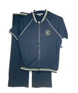 Max Sport Womens Athleisure Full Zip Top &amp; Crop Pants Tracksuit Set Casu... - $65.88 CAD