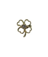 Four Leaf Clover Brooch Pin Goldtone Crystal Gold Tone 54768 - £9.57 GBP