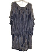 Vtg Judith Ann Plus Skirt Set Womens 100% Silk Silver Beading Sequins Bl... - $168.29