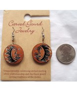 Handmade Painted Sun and Moon Design Carved Gourd Earrings Lightweight - £5.18 GBP