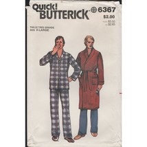 Butterick 6367 Easy Mens Pajamas and Robe Pattern Size XL 46-48 Vtg 1980... - $12.73