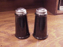 Dark Brown Tall Salt and Pepper Shakers, Ceramic, Plain  - £7.82 GBP