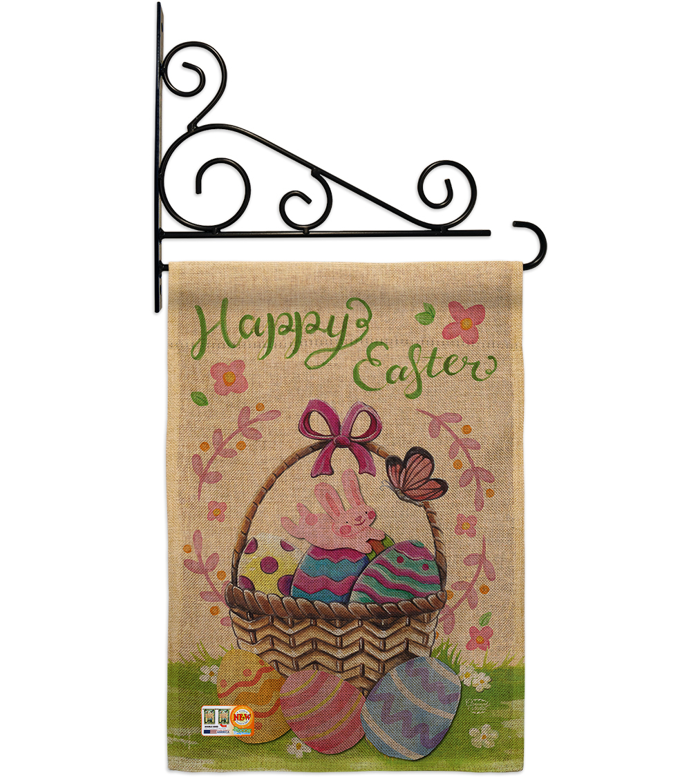 Primary image for Happy Easter Colourful Basket Eggs Burlap - Impressions Decorative Metal Fansy W