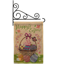 Happy Easter Colourful Basket Eggs Burlap - Impressions Decorative Metal Fansy W - $33.97