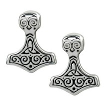 Alchemy Gothic Thor&#39;s Hammer Earrings Mjolnir Celtic Viking English Pewter E384 - £15.88 GBP
