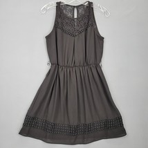 iZ Byer Women Dress Size M Black Midi Stretch Waist Dark Cottage Lace Sleeveless - £13.45 GBP