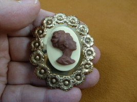 CA2-7 Rare African American LADY ivory + milk chocolate resin CAMEO Pin Pendant - £24.65 GBP