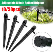 10/50Pcs 8 Hole Spiked Sprinkler Adjustable Dripper Stake Stream Spray Irrigatio - $2.99+