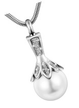 Pearl Urn Necklace for Ashes Memorial Cremation Steel - £46.24 GBP