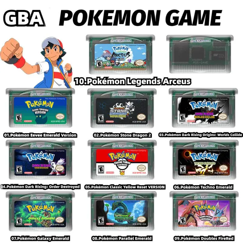 New Pokemon Nostalgia GBA Game Cards Eevee Emerald Stone Dragon Doubles FireRed - £35.11 GBP