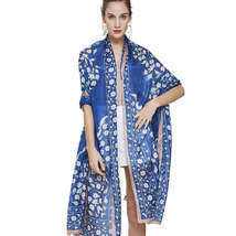 Anyyou 100% Mulberry Silk Ocean Blue Long Scarf Luxury Brand Women Beach Shawl W - £71.93 GBP