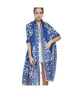 Anyyou 100% Mulberry Silk Ocean Blue Long Scarf Luxury Brand Women Beach... - €76,32 EUR