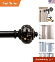 Elegant Iron Curtain Rod 72-144 Inches with Marbled Finials - Easy Insta... - $59.74