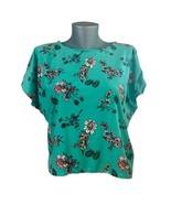 Rani Women&#39;s Short Boxy Green Floral Print Shirt Comfortable Top Size Large - $20.33 CAD