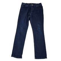 Lee Jeans Womens 12 Short Blue Slimming Fit Slim Straight Leg Dark Denim... - $24.94