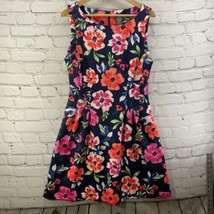 Vince Camuto Sun Dress Womens Sz 14 Bright Colorful Floral Print Stretch - $39.59