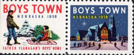 US Boys Town Nebraska 1958 Local Christmas Cinderella MNH Pair Stamp - £0.73 GBP