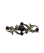 Vintage Natural Sapphire 14K Gold Brooch Pin With Gia Certificate - $3,400.94