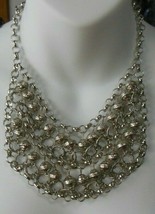 Vintage Designer Silver-tone Heavy Ball/Chain Link Choker Statement Necklace - £58.66 GBP
