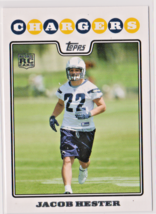 Jacob Hester San Diego Chargers FB 2008 Topps ROOKIE Card # 392 Near Mint - £1.24 GBP