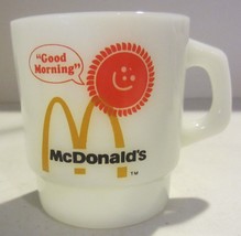 Vintage Anchor Hocking fire king  McDonald&#39;s Good Morning milk glass Coffee Mug - £18.41 GBP