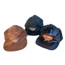 Vintage Harley-Davidson Mixed Hats Lot Of 3 Made in USA Strapback Leather - £47.89 GBP